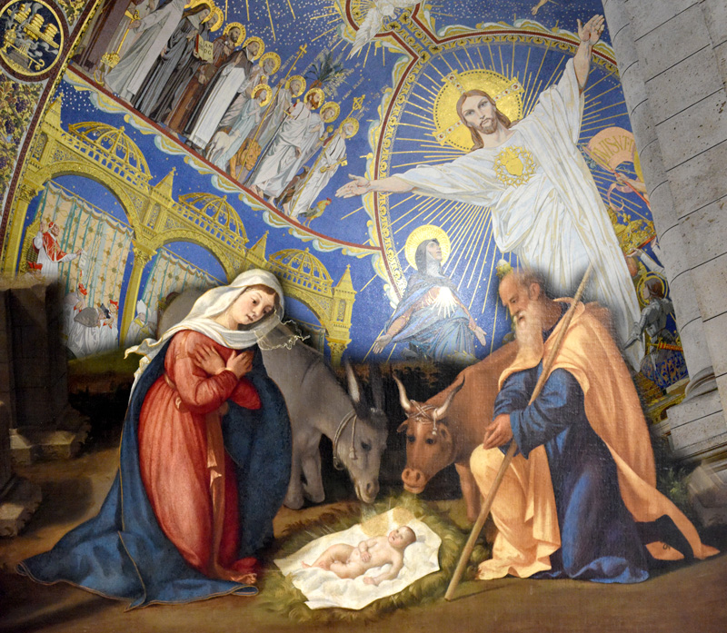 La nativité et le Sacré Cœur